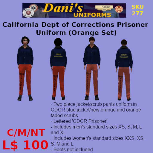 Second Life Marketplace - California Dept of Corrections Prisoner